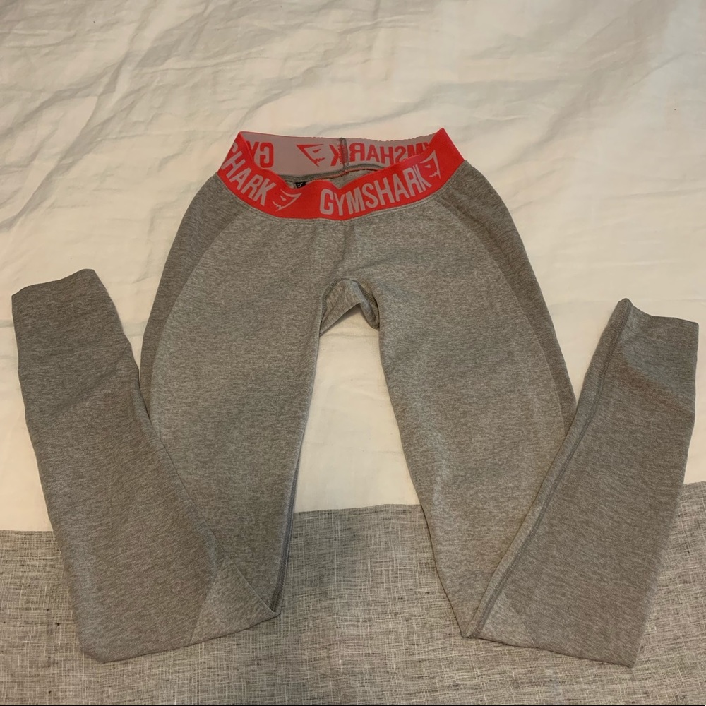 Gymshark flex legging XS grey with peach pink band